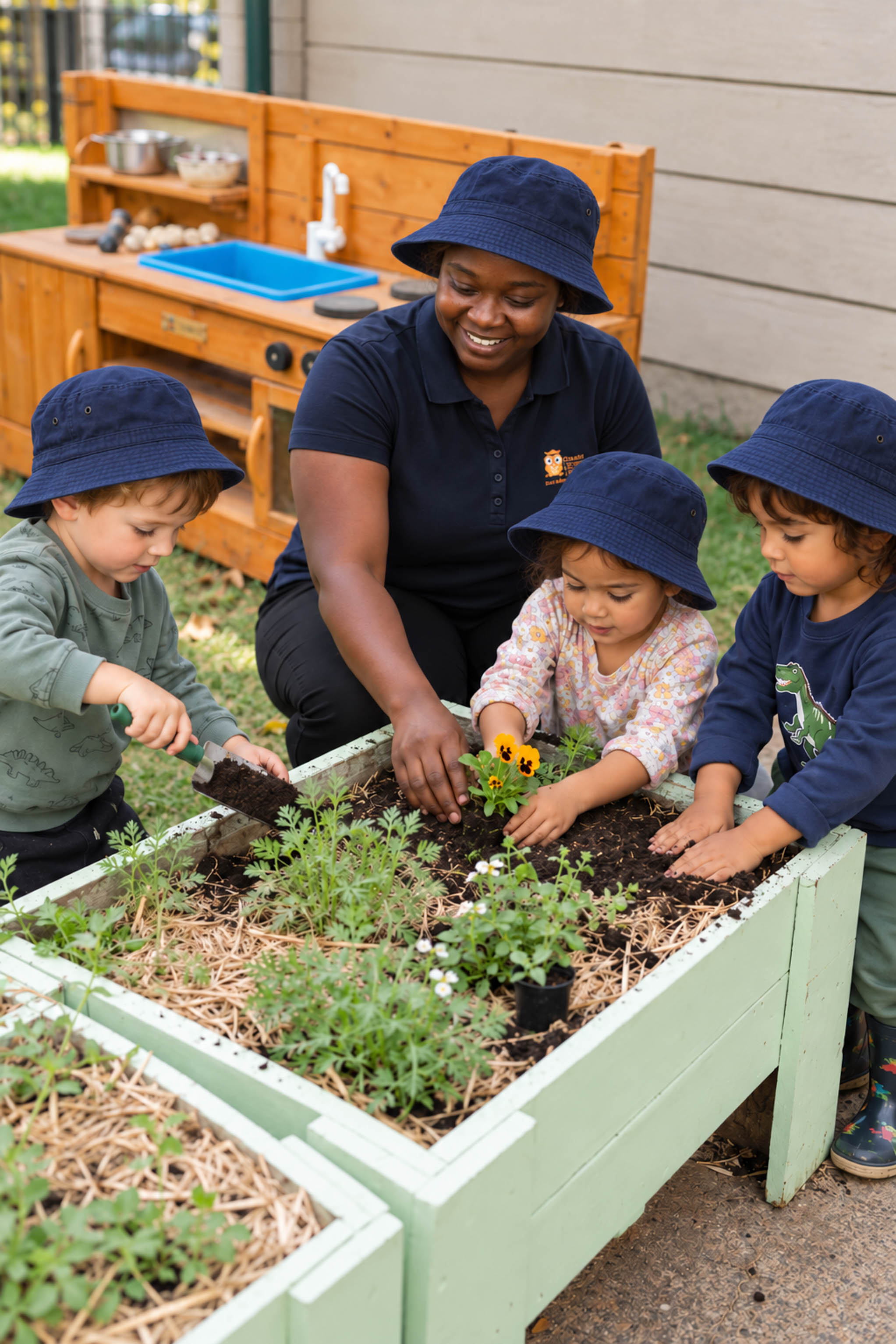 Children connecting with nature outdoors