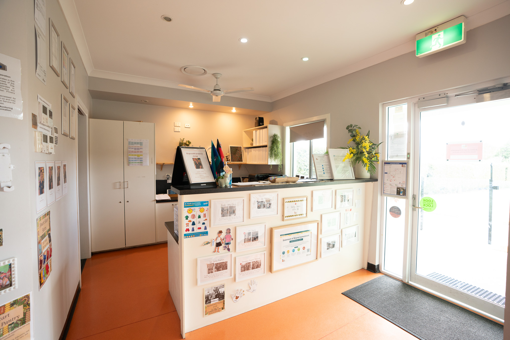 The centre reception and child safety information display