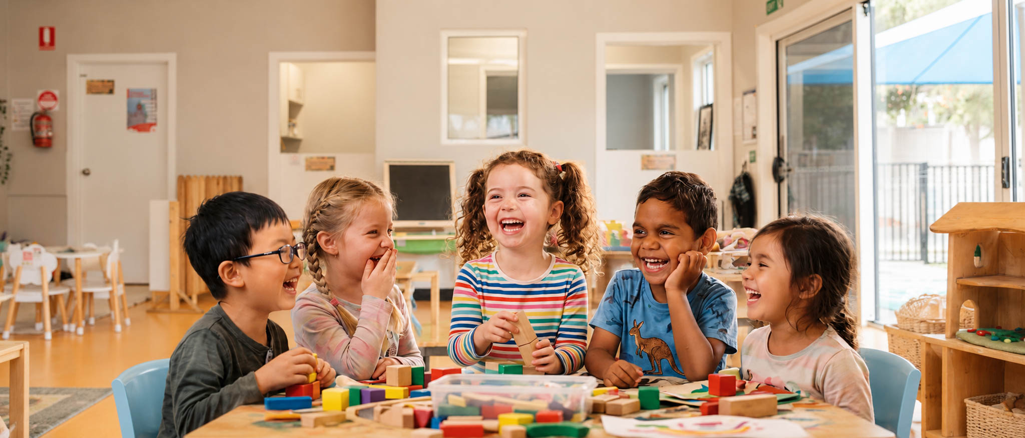 A group of children laughing and sharing a happy moment together