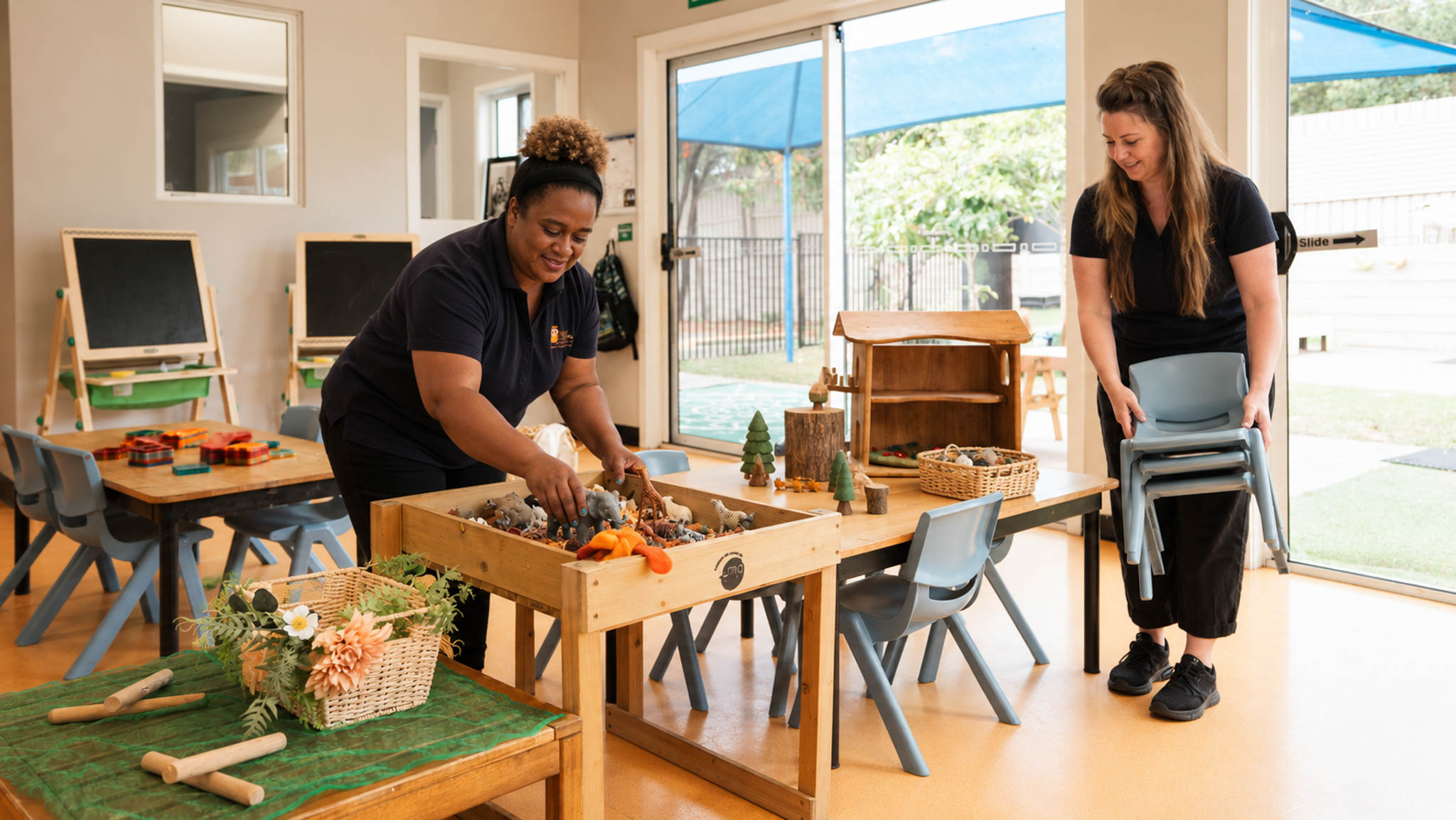 Educators preparing classroom learning activities