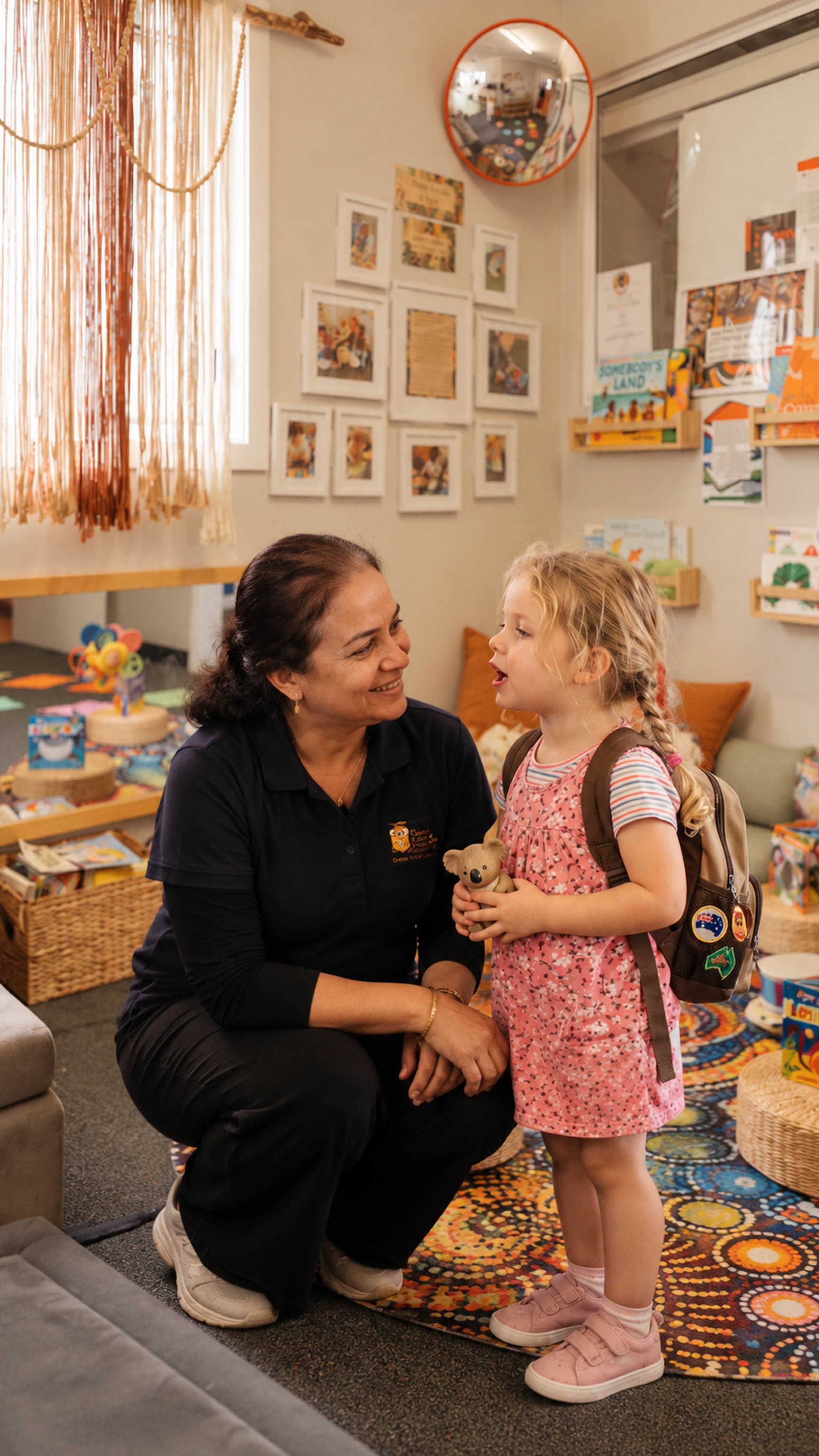 An educator listening closely to a child